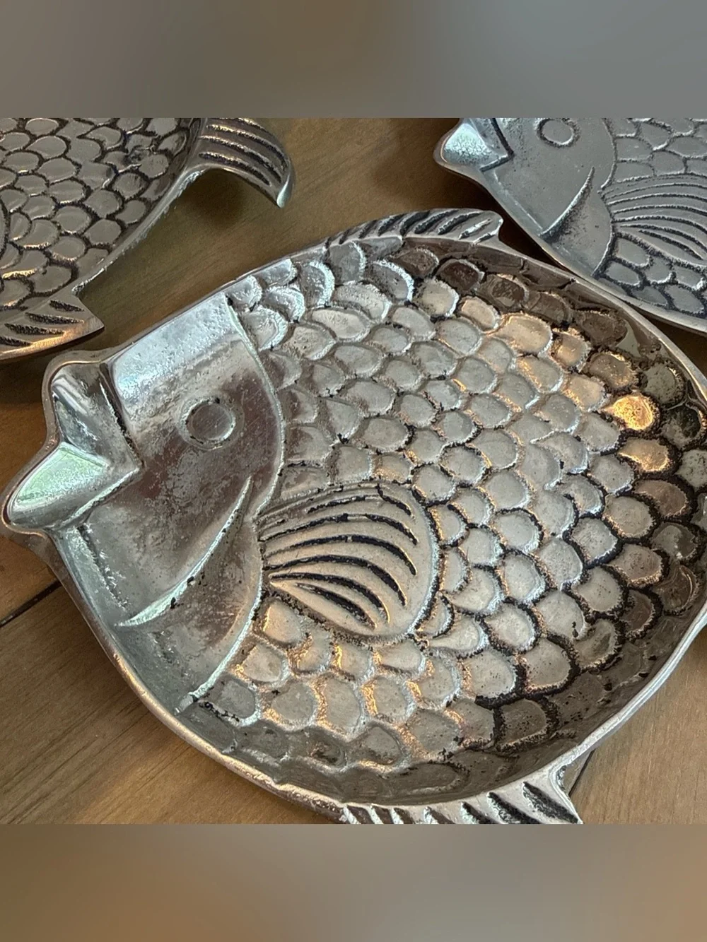 Vintage Pottery Barn Aluminum Fishy Snack Plates